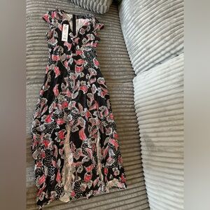 NWT Mink Pink Midi patterned black dress size small